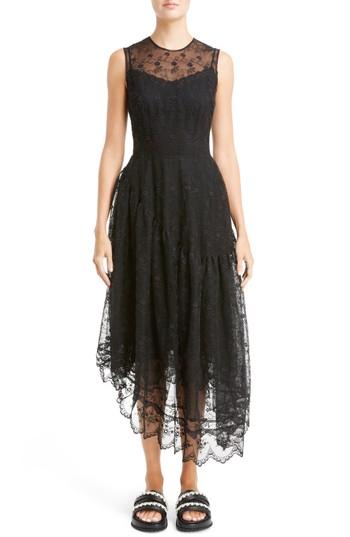 Women's Simone Rocha Asymmetrical Embroidered Tulle Dress Us / 6 Uk - Black