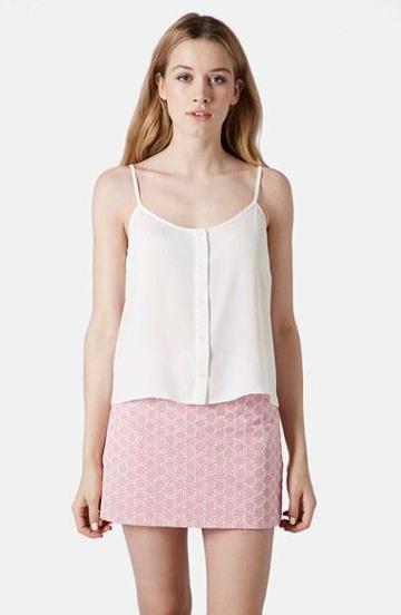 Topshop Front Button Camisole White