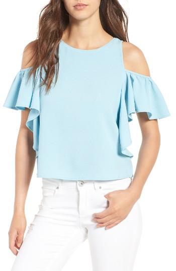 Women's Bp. Ruffle Cold Shoulder Top, Size - Blue