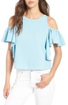 Women's Bp. Ruffle Cold Shoulder Top, Size - Blue