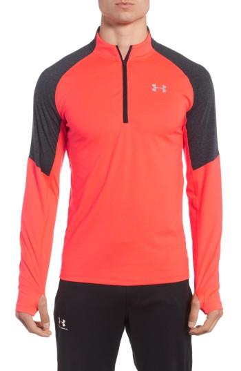 Men's Under Armour Threadborne Quarter Zip Performance T-shirt - Red