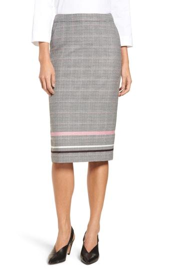 Women's Halogen Plaid Stripe Pencil Skirt - Black