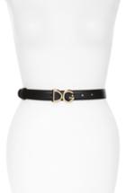Women's Dolce & Gabbana Metal Logo Buckle Leather Belt