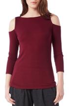 Women's Michael Stars Rib Knit Cold Shoulder Top, Size - Red
