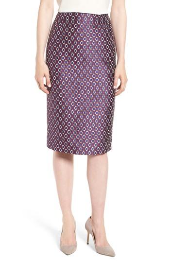 Women's Boss Varines Jacquard Pencil Skirt - Purple