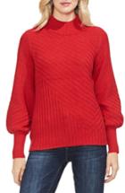 Women's Vince Camuto Mix Cable Balloon Sleeve Cotton Blend Sweater, Size - Red