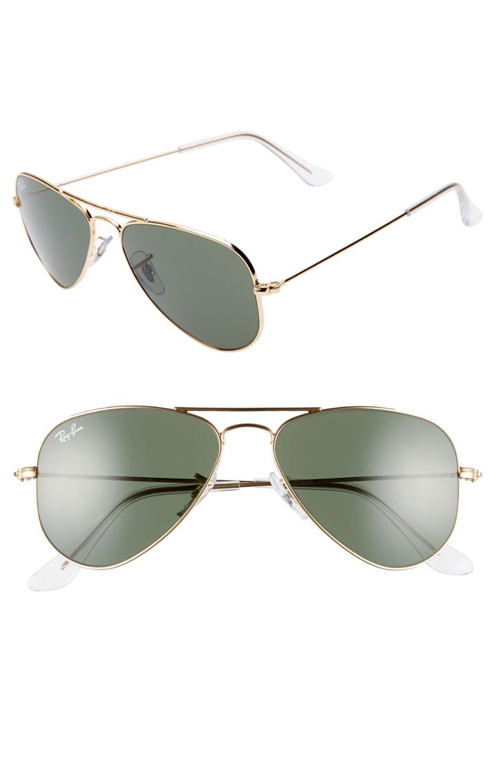 Women's Ray-ban 52mm Extra Small Aviator Sunglasses - Gold/ Green Solid