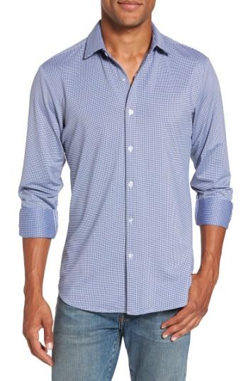 Men's Mizzen+main Beckett Gingham Sport Shirt, Size - Blue