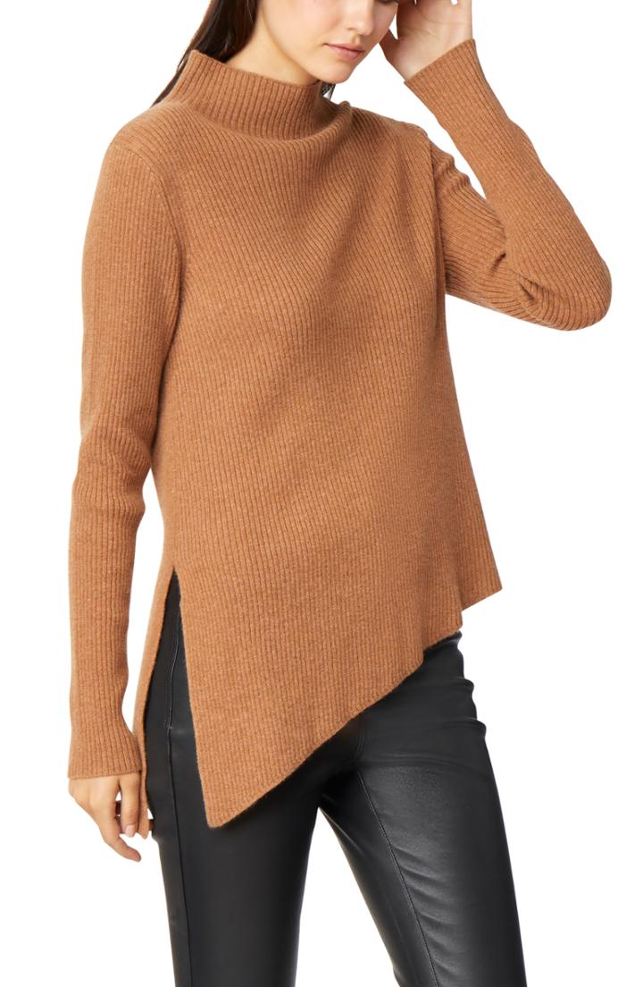 Women's Habitual Brette Asymmetrical Rib Knit Cashmere Sweater