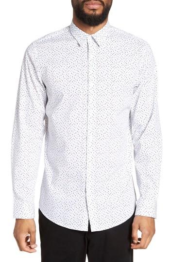 Men's Calibrate Trim Fit Stretch Print Sport Shirt - White