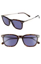 Women's Tom Ford 53mm Rectangle Sunglasses - Dark Havana/ Blue