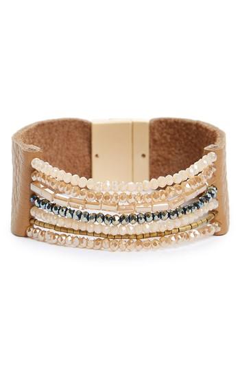 Women's Panacea Beaded Leather Cuff Bracelet