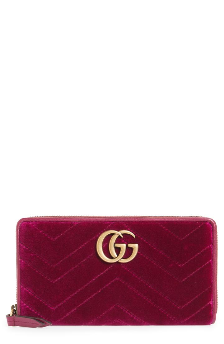 Women's Gucci Gg Marmont 2.0 Matelasse Velvet Wallet - Pink