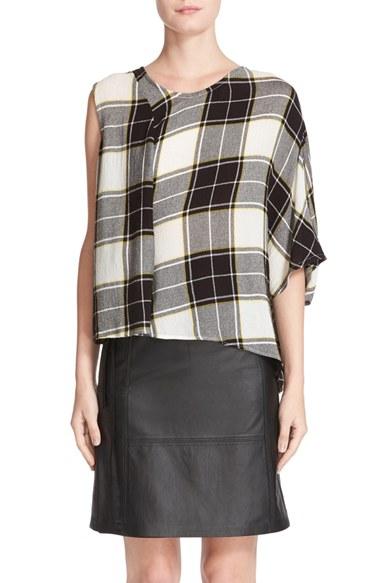 Women's Public School Asymmetrical Plaid Top