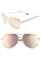 Women's Michael Kors 58mm Polarized Aviator Sunglasses - Rose Gold/ Rose Gold Mirror
