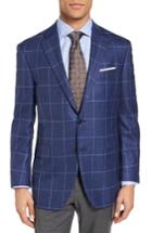 Men's Peter Millar Classic Fit Windowpane Wool Sport Coat R - Blue