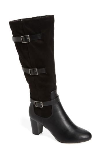 Women's Bella Vita Talina Ii Belted Knee High Boot .5 Wide Calf M - Black