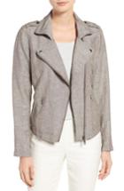 Petite Women's Nic+zoe Linen Blend Biker Jacket, Size P - Brown
