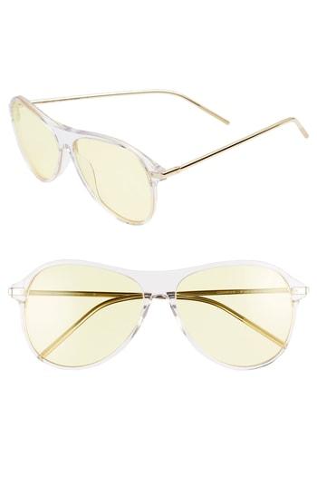Women's Bonnie Clyde Godspeed 58mm Aviator Sunglasses - Clear/ Yellow