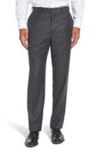 Men's Jb Britches Flat Front Chalk Stripe Wool Trousers R - Grey