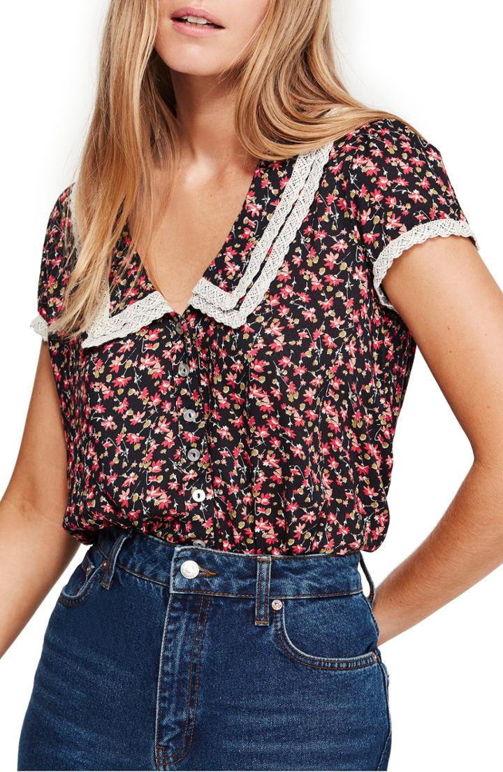 Women's Free People The Ana Print Blouse - Black
