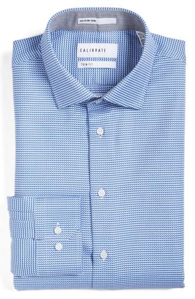 Men's Calibrate Trim Fit Geometric Dress Shirt