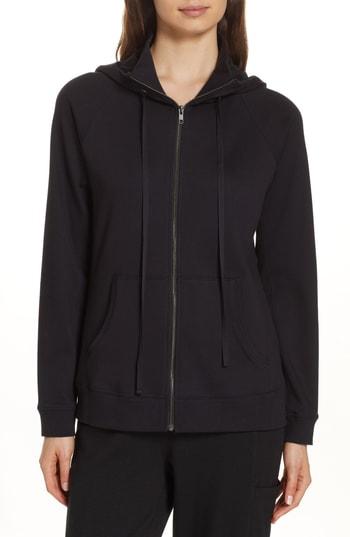 Women's Eileen Fisher Organic Cotton Knit Hoodie, Size - Black