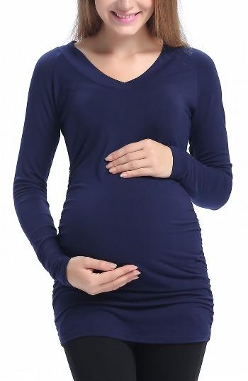 Women's Kimi And Kai Maggie V-neck Maternity Tee - Blue