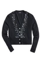Women's J.crew Sequin Embellished Cardigan Sweater - Black