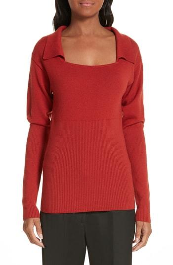 Women's Jacquemus Square Neck Wool Polo Sweater Us / 34 Fr - Red