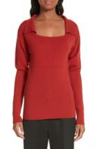 Women's Jacquemus Square Neck Wool Polo Sweater Us / 34 Fr - Red