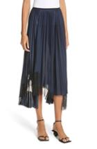 Women's Helmut Lang Pleated Lace Inset Skirt - Blue