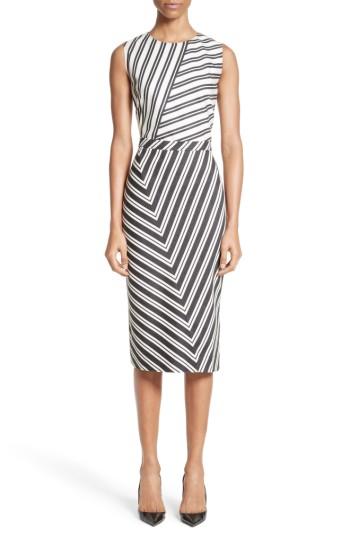 Women's Altuzzara Desdemona Stripe Stretch Wool & Cotton Sheath Dress Us / 38 Fr - Black