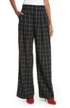 Women's Joie Windowpane Check Wide Leg Pants - Black