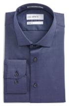 Men's Calibrate Trim Fit Stretch Solid Dress Shirt 32/33 - Blue