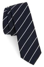 Men's Eleventy Stripe Skinny Silk Tie, Size - Blue