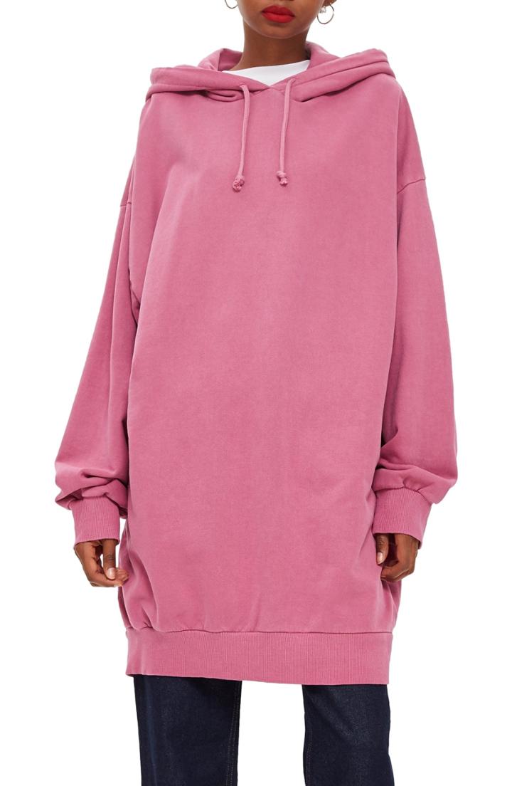 Women's Topshop Peace Sign Velour Hoodie Us (fits Like 0) - Pink