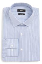 Men's Boss Jenno Slim Fit Easy Iron Stripe Dress Shirt - Blue