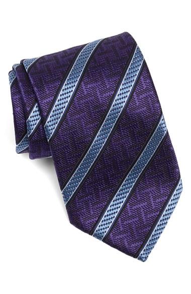 Men's Ermenegildo Zegna Stripe Silk Tie, Size - Purple