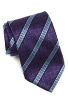 Men's Ermenegildo Zegna Stripe Silk Tie, Size - Purple
