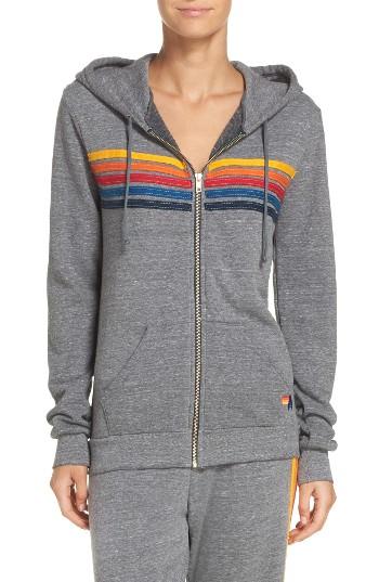 Women's Aviator Nation 5-stripe Zip Hoodie - Grey