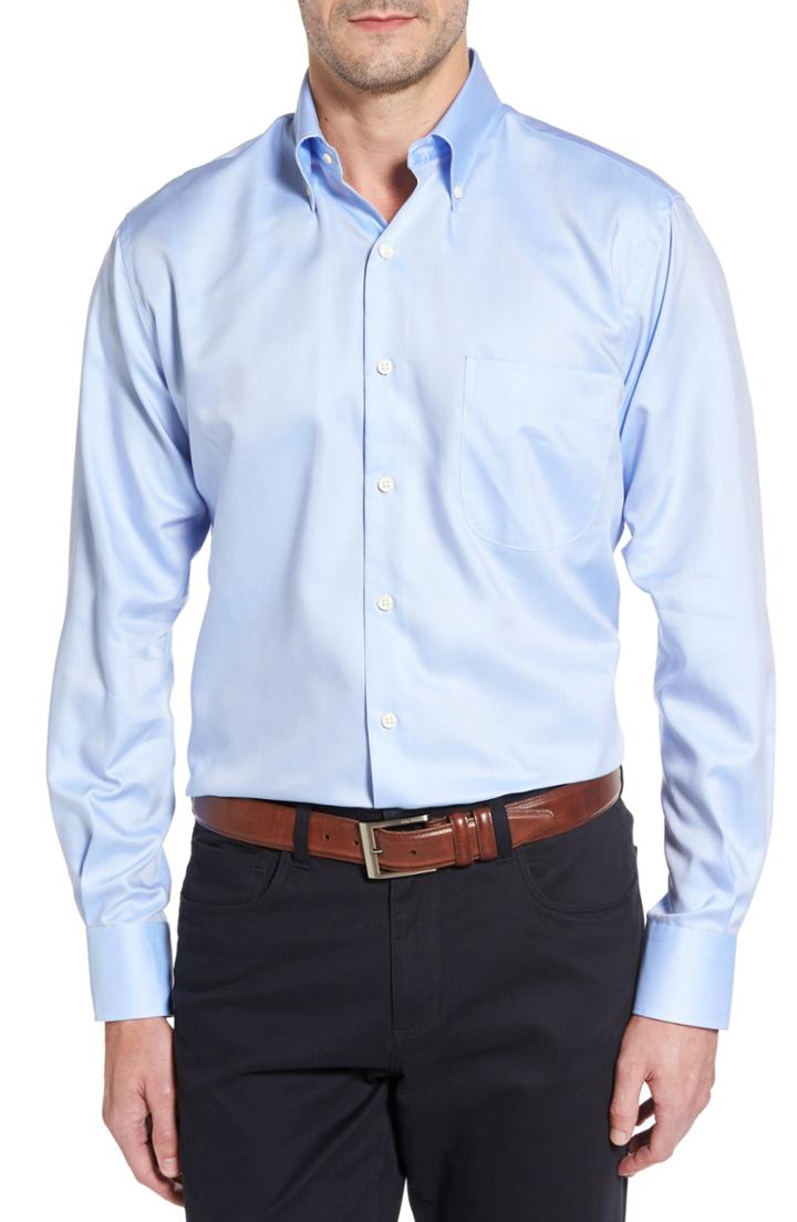 Men's Peter Millar Crown Soft Pinpoint Regular Fit Sport Shirt - Blue