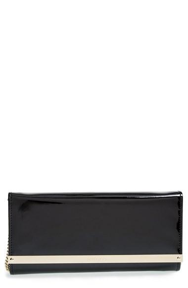 Jimmy Choo 'milla' Patent Leather Wallet On A Chain - Black