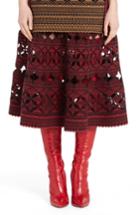 Women's Fendi Fair Isle Wool Blend Skirt Us / 42 It - Red