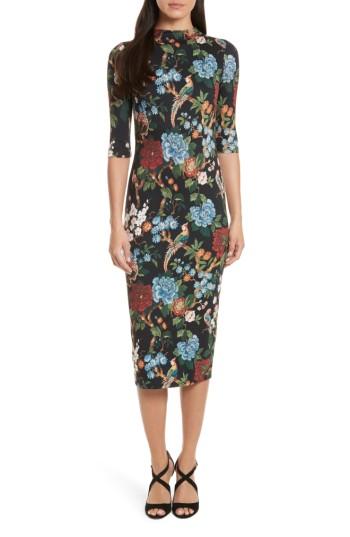 Women's Alice + Olivia Delora Print Fitted Midi Dress
