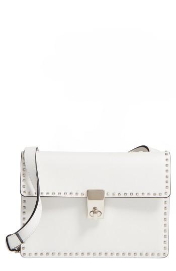 Women's Valentino Small Rockstud Leather Shoulder Bag - White