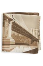 Men's Eton Manhattan Bridge Silk Pocket Square, Size - Brown
