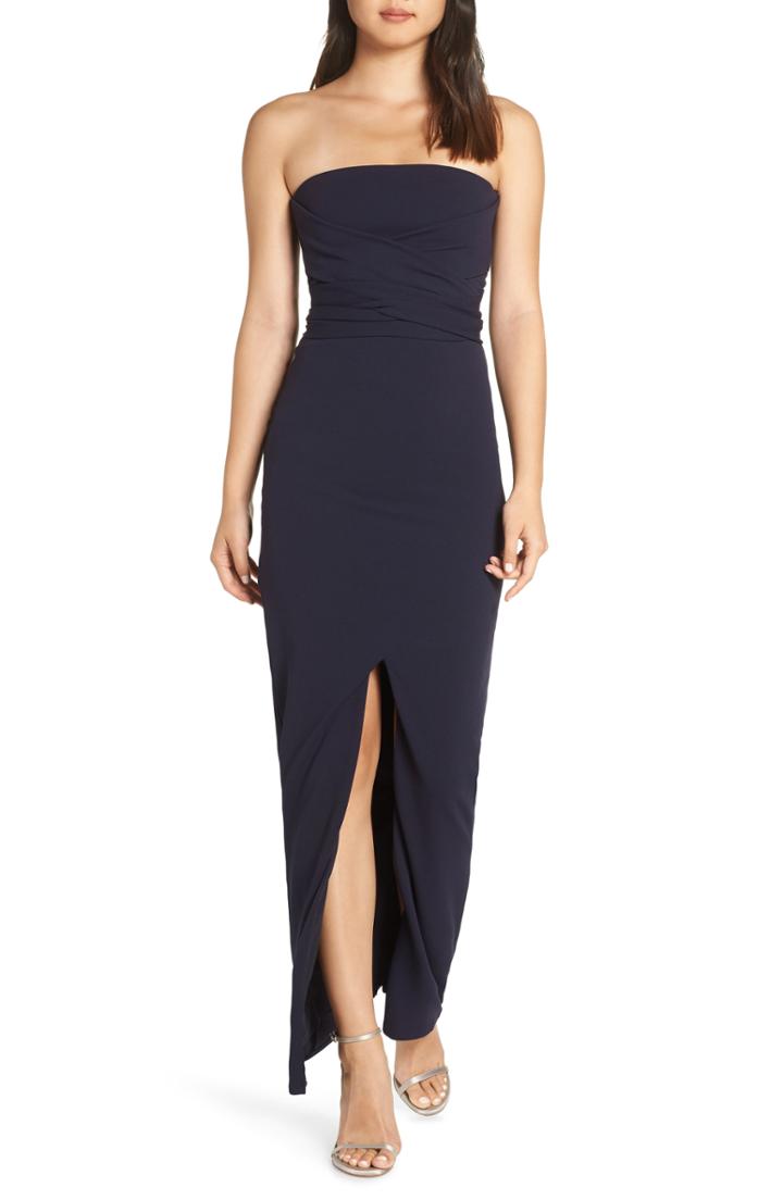 Women's Lulus Own The Night Strapless Maxi Dress - Blue
