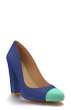 Women's Shoes Of Prey Cap Toe Block Heel Pump A - Blue