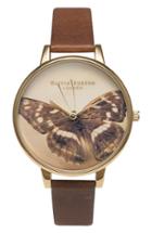 Women's Olivia Burton 'woodland Butterfly' Leather Strap Watch, 38mm